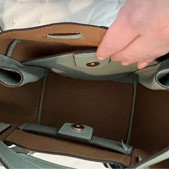 Tory Burch McGraw drawstring satchel in Blue Celadon NWT - Picture 3 of 4